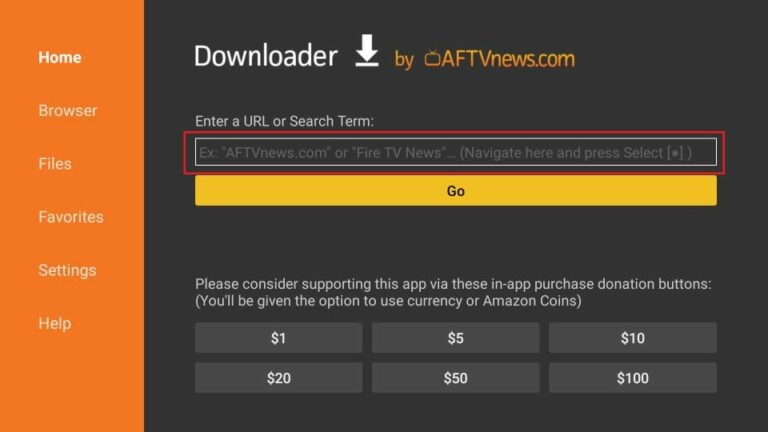 Downloader URL Field