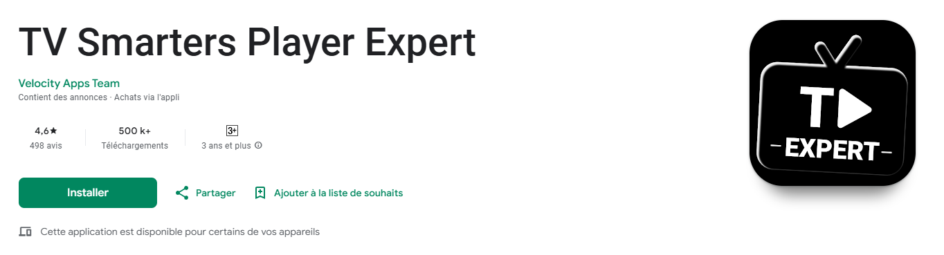 Expert IPTV in Playstore - اضغط للتكبير